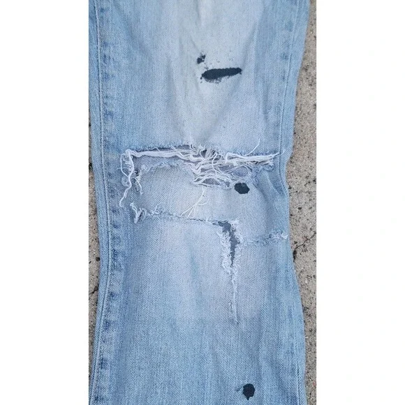 GUESS Jeans Daredevil Bootcut Distressed Reworked Denim Jeans - Picture 6 of 10